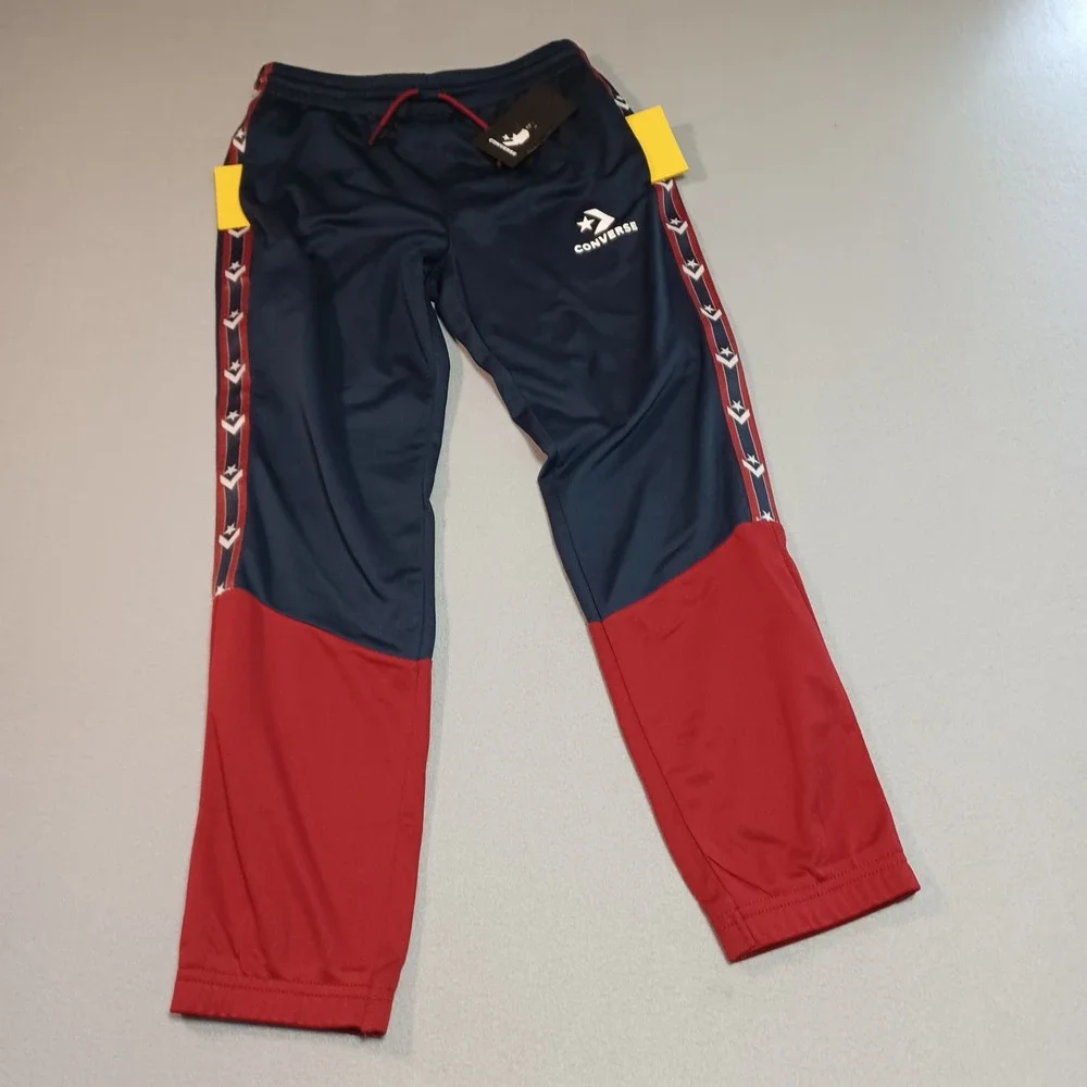 Converse Boys Navy Blue Red Star Chevron Logo Track Pants Joggers Size M 10-12Y